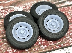 1/24 Scale: 15-inch “8-slot Steel” Resin model car wheels/tires, 1/25
