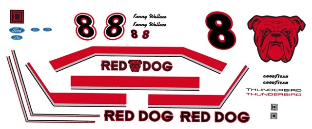 #8 Kenny Wallace Red Dog Beer 1/24th – 1/25th Scale Waterslide Decals b
