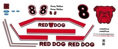 #8 Kenny Wallace Red Dog Beer 1/24th – 1/25th Scale Waterslide Decals b