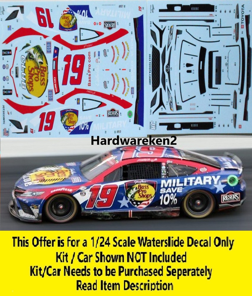 NASCAR DECAL #19 BASS PRO SHOPS PATRIOTIC 2023 TOYOTA CAMRY MARTIN TRUEX Jr 1/24