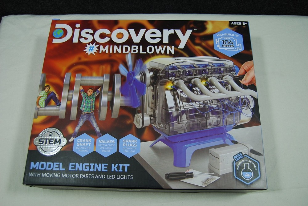 DISCOVERY MINDBLOWN Model Engine Kit w/ Moving Motor Parts and LED Lights