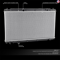 DNA MOTORING OE Style 1-Row Aluminum Cooling Radiator Compatible with 17-19