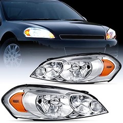Headlight Assembly Compatible with 2006 2007 Chrome Housing + Amber Reflector