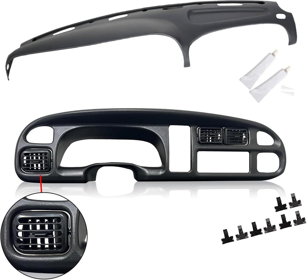 Trucks Black Dashboard Bezel Replacement W/Vents & Grey Dash Cover Dash & Bezel