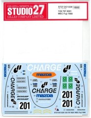 Studio 27 1/24 Mazda 767#201 WEC Fuji 1988 decal for Hasegawa from Japan 11670