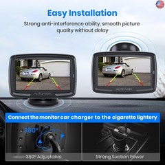AUTO-VOX CS-2 Wireless Backup Camera with 4.3″ Car Monitor, Easy Install Stable