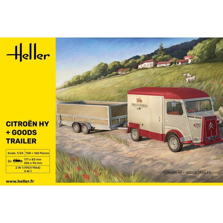 Heller #50331 1/24 Citroen HY + Goods Trailer