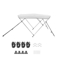 3 Bow Boat Bimini Top, Durable 600D Polyester Cover, Aluminum Frame, Water-Resis
