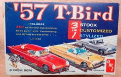 AMT 57 Ford T-Bird model kit original 60s issue 3 in 1 unbuilt screw bottom