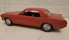Vintage 1966 Ford Mustang Dealer Promo Model Car Red Plastic 4 Screws Some Flaws