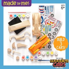 Build & Paint Your Own Wooden Cars: 42-Piece Craft Kit for Fun Creativity