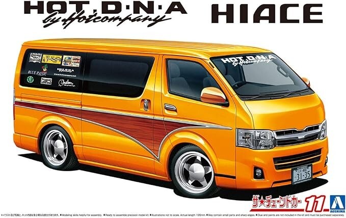 Aoshima 1/24 The Tuned Model Car(11)Kit Hot Company DNA Toyota Hiace TRH200V ’12