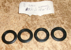 4-lot 1/24-1/25 model unbranded 1 1/8″dia. x 3/8″w rubber tires new