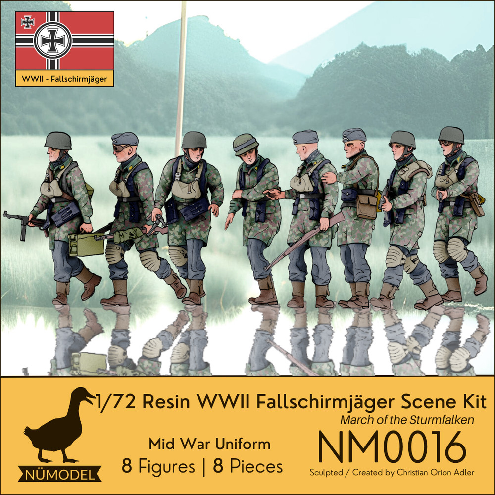 NUMODEL NM0016 | 1/72 Resin WWII Fallschirmjäger Scene Kit “Sturmfalken” | 8pc