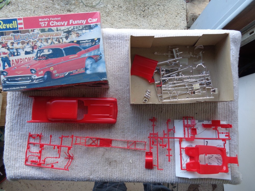 Revell # 7172 1957 Chevy Funny Car Tom Mongoose McEwen Open Parts Only Model Kit