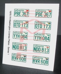 1970 – 1974 WASHINGTON miniature novelty PLATES for 1/25 scale MODEL CARS—READ