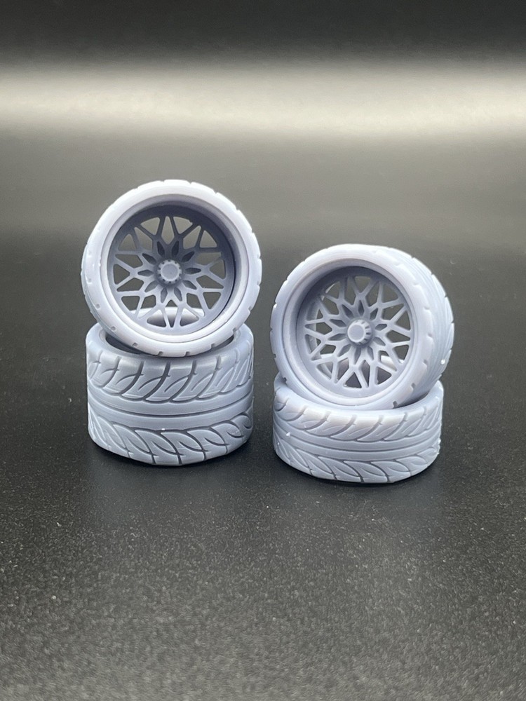 1/24 Resin T/A Snowflake Super Wide 3D Printed Wheel Set