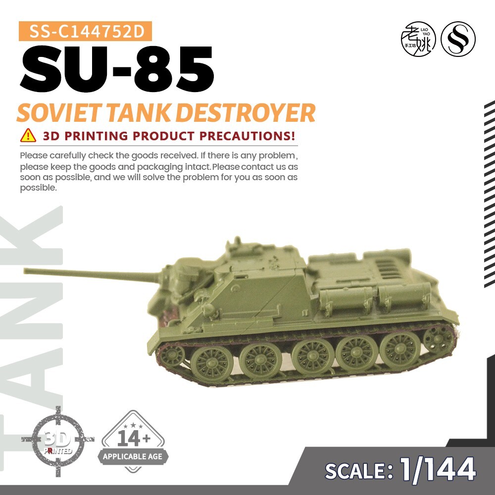 SS-C144752D 1/144 Finished Painted Military Model Soviet SU-85 Tank Destroyer