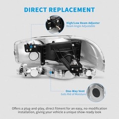 Headlight Fit 1999-2006 Sierra Clear Lens Amber Reflector Chrome Housing