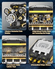 1065 PCS V8 Engine Building Model – Educational STEM Toy for Teens & Adults