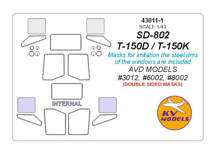 1/43 SD-802 / T-150D / T-150K Masks for AVD #3012, #6002, #8002 (Double sided)