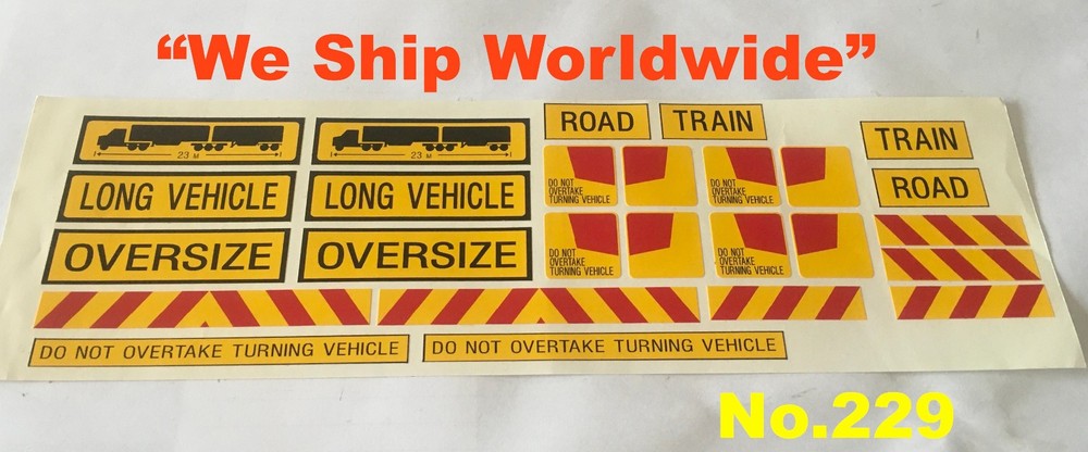 1/14 -1/16 Scale ” Oversize Road Train Vinyl Decal Set ” Tamiya Wedico Revell