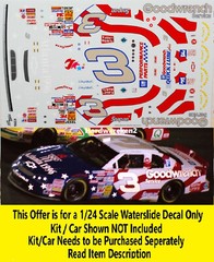 NASCAR DECAL # 3 GOODWRENCH ATLANTA 1996 MONTE CARLO EARNHARDT 1/24 POWERSLIDE