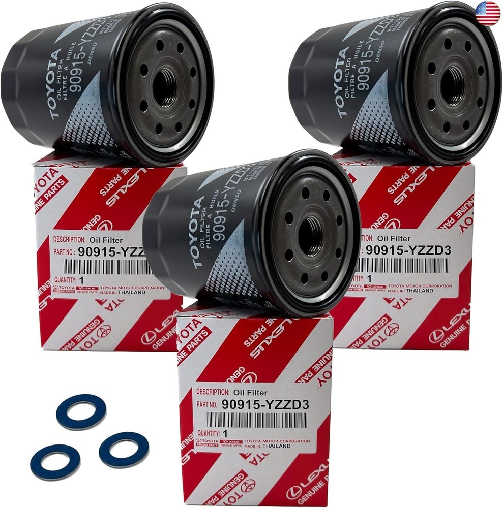Genuine Oil Filter 90915-YZZD3 with APSG Drain Plug Washers | 3 PACK |