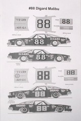 NASCAR DECAL #88 DiGARD RACING 1973-1974 CHEVROLET CHEVELLE DONNIE ALLISON 1/25