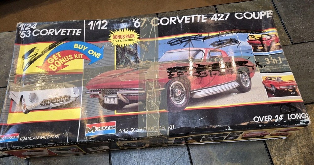 Monogram Car 2 Model Kits 67 Corvette 427 Coupe 1/14 Scale & 53 Corvette 1/24