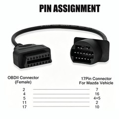 For Mazda OBD1 to OBD2 Adapter Cable 17-Pin to 16-Pin Diagnostic Connector