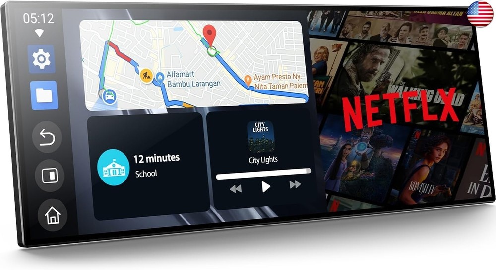 Volam 11” Wireless Carplay Screen for Car Built-in Net-Flix YouTube Apps,