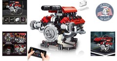 Authentic V8 Engine Model Kit for Kids & Adults – STEM Building Blocks 660 PCS