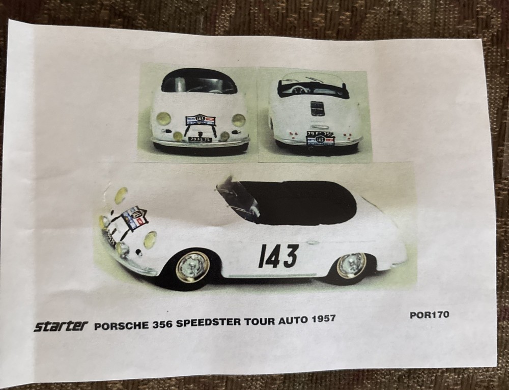 Rare Starter Porsche 356 Speedster Tour Auto 1957 Resin Kit 1:43 Car Made France