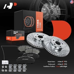 A-Premium 10.83 inch (275mm) Front Drilled and Slotted Disc Brake Rotors +