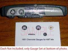 1951 CHEVROLET BEL AIR – FLEETLINE – CONV GAUGE FACES—1/25 scale AMT KITS – READ