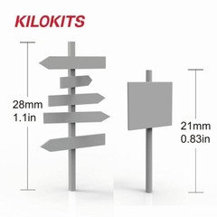KILOKITS 1/72 Plastic WWII Military Road Signs Set Dioramas Model Building Kits