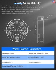 ECCPP 4PCS 1.5 inch (38mm)5×5.5 to 5×5 Wheel Adapters Conversion 5×139.7 to