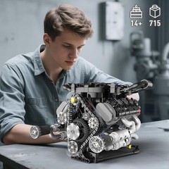 Visible Car Engine Model Kit V8 Engine Kit with Motor and Working Motor