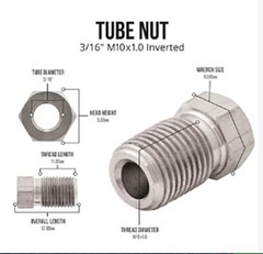 Marine Grade Stainless Brake Line Tubing Coil , Metric Fitting Kit, 12 Fittings