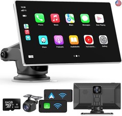 Portable Apple Carplay Screen for Car, 9″ Wireless Apple Carplay & Android