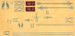 vintage car decals for AMT model decal 48084 PIN STRIPES, CHEV ENBLEM 3G