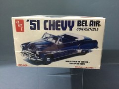 Pair of AMT ’51 Chevys. 1 Convert. Factory sealed 1 Sedan open box 608,6607
