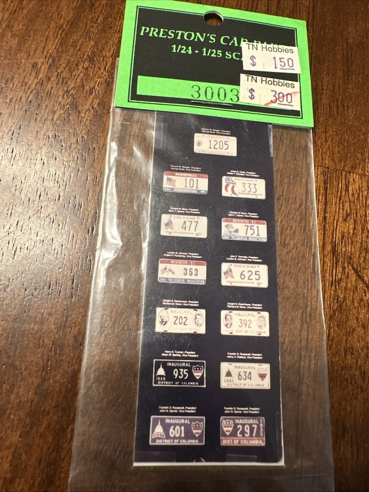 Preston’s Car Parts 3003 1/25 Scale License Plates- Washington DC Area