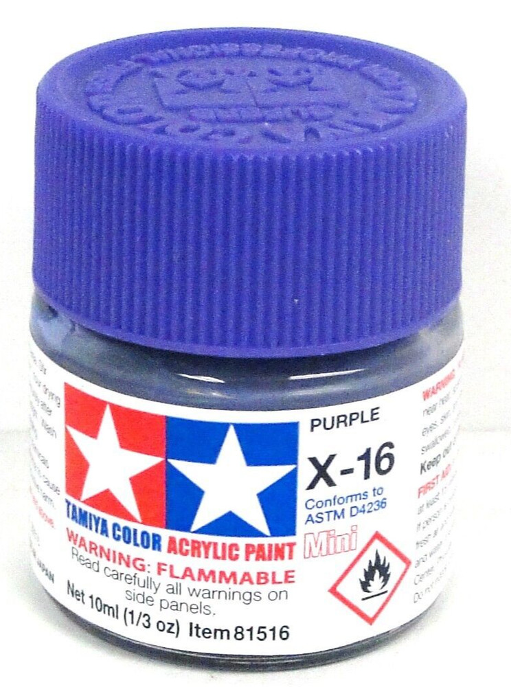Tamiya 81516 X-16 Purple 1/3 oz Acrylic “Mini” Paint Bottle