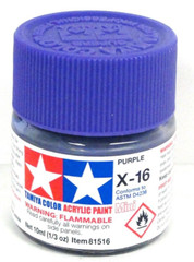 Tamiya 81516 X-16 Purple 1/3 oz Acrylic “Mini” Paint Bottle