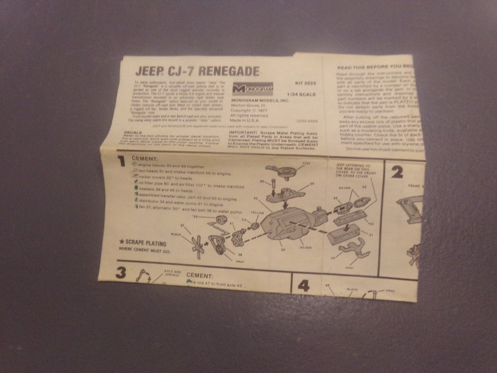 MONOGRAM CJ-7 MODEL KIT INSTRUCTIONS