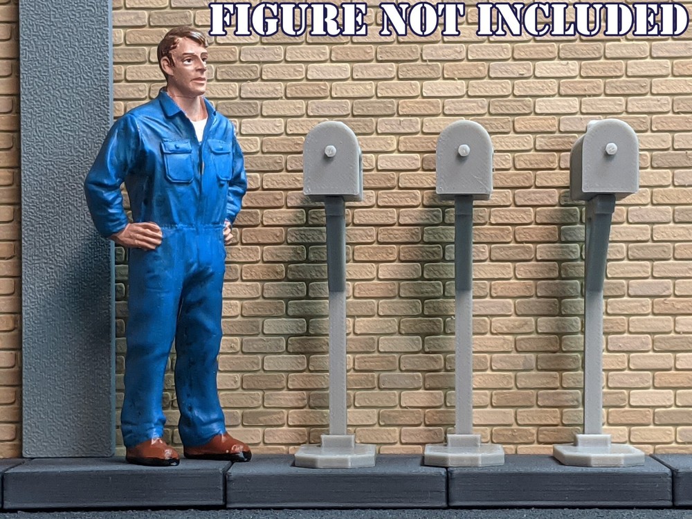 1/24 Scale Mailbox With Pole And Stand – Diorama Accessory (G Scale, set of 3)