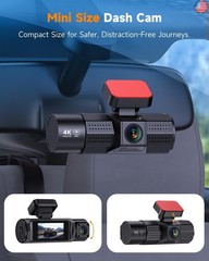 4K 3 Channel Dash Cam Front and Rear Inside, Wi-Fi Full HD Dash Camera for