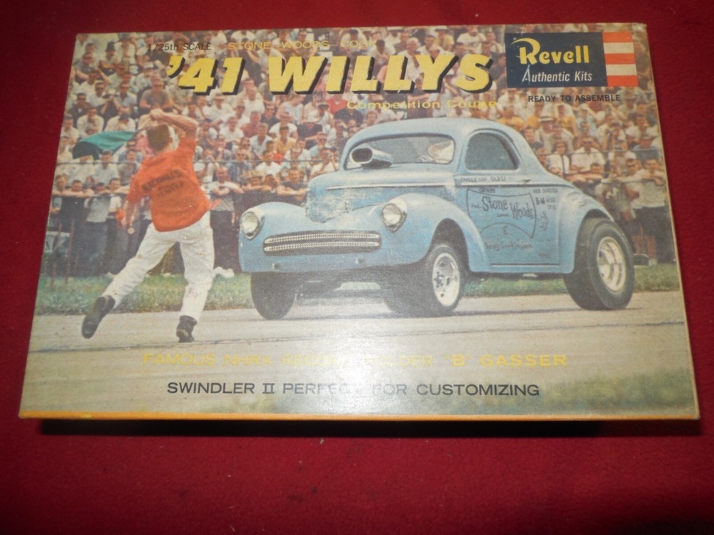 Vintage Revell 1941 Willys Coupe Gasser Swindler II 1:25 scale model kit 1963
